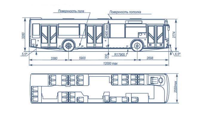 схема маз 203069, схема автобуса маз 203069