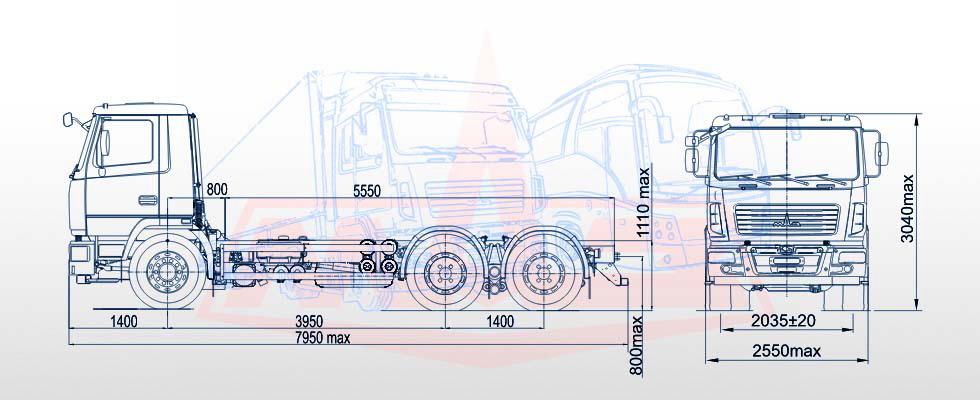 трехосное шасси маз, шасси маз 3 оси